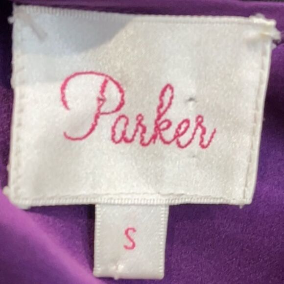 Parker Mesh Stripe Fit and Flare Purple Dress - Picture 6 of 8